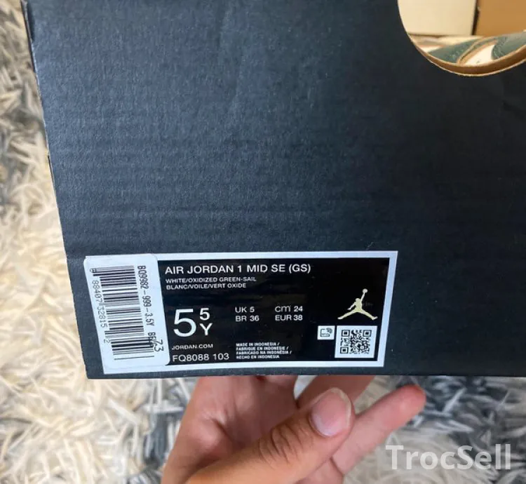 Air Jordan 1 Mid SE GS White / Oxidized Green - Taille 38 EU