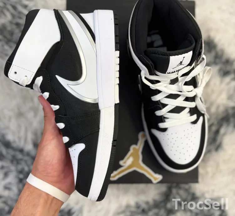 Jordan 1 Mid RM EasyOn Black White - Neuve / Authentique - Taille 38 (GS)
