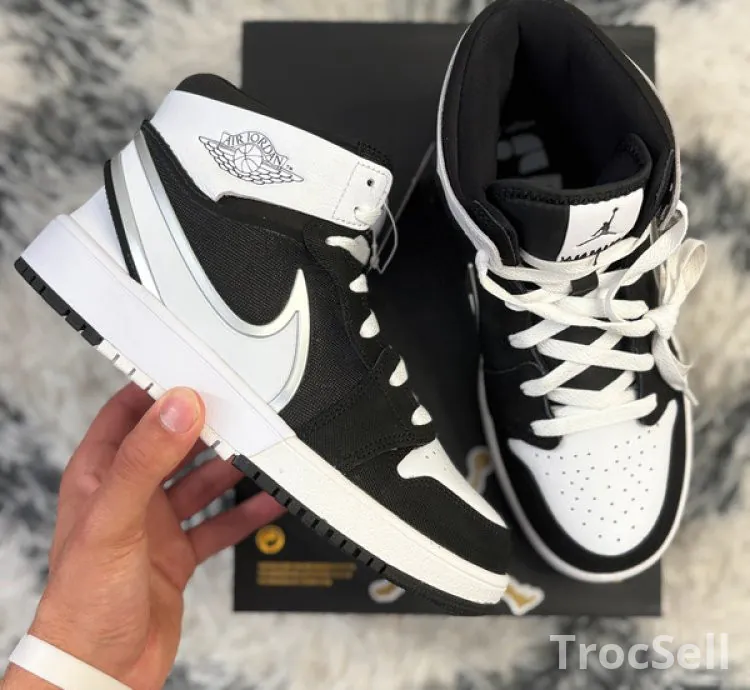 Jordan 1 Mid RM EasyOn Black White - Neuve / Authentique - Taille 38 (GS)