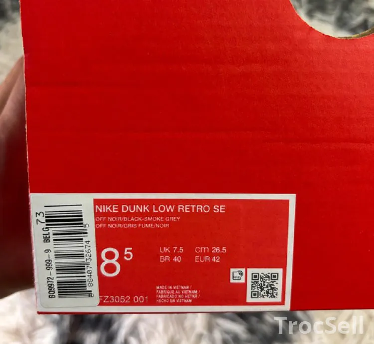 Nike Dunk Low Retro SE - Off Noir Smoke Grey | Taille 42 EU | Authentique