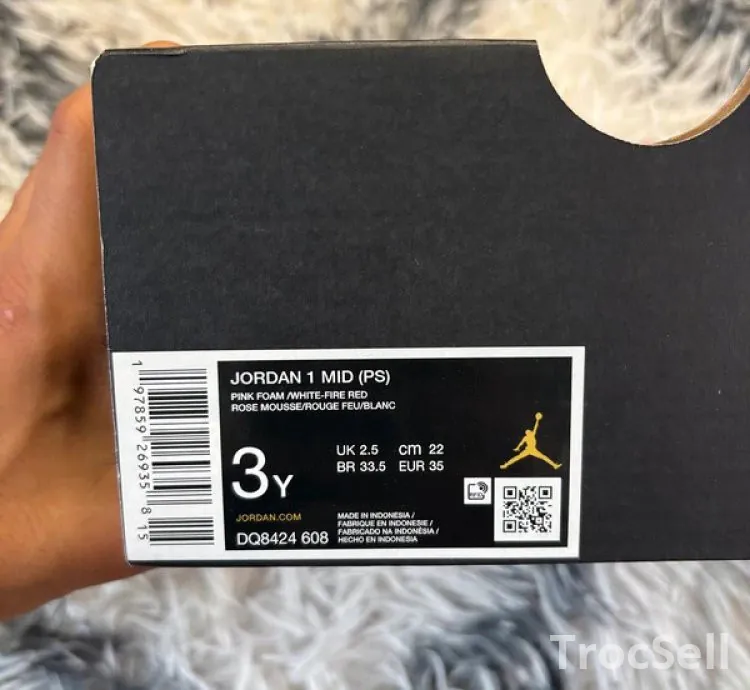 Jordan 1 Mid PS – Pink Foam / Fire Red (EU 35)