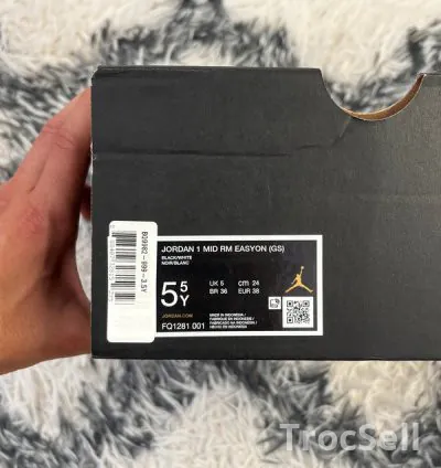 Jordan 1 Mid RM EasyOn Black White - Neuve / Authentique - Taille 38 (GS) 6
