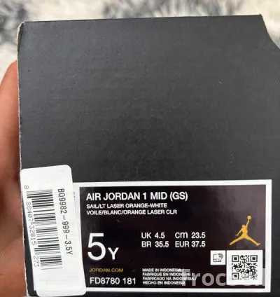 Air Jordan 1 Mid GS FD8780-181 – Sail/Orange – Taille 37.5 EU – Neuve & Authentique 7
