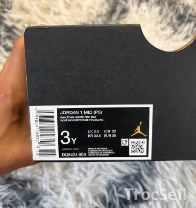 Jordan 1 Mid PS – Pink Foam / Fire Red (EU 35) 5