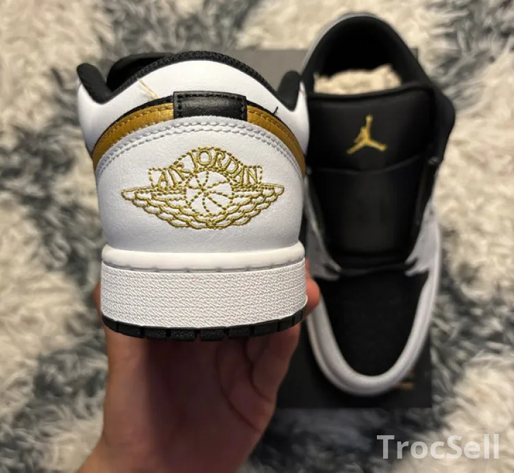 Air Jordan 1 Low White Metallic Gold Black – Taille 41 EU – Code : 553558-172