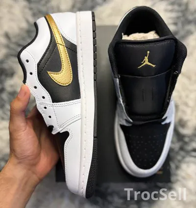 Air Jordan 1 Low White Metallic Gold Black – Taille 41 EU – Code : 553558-172 7